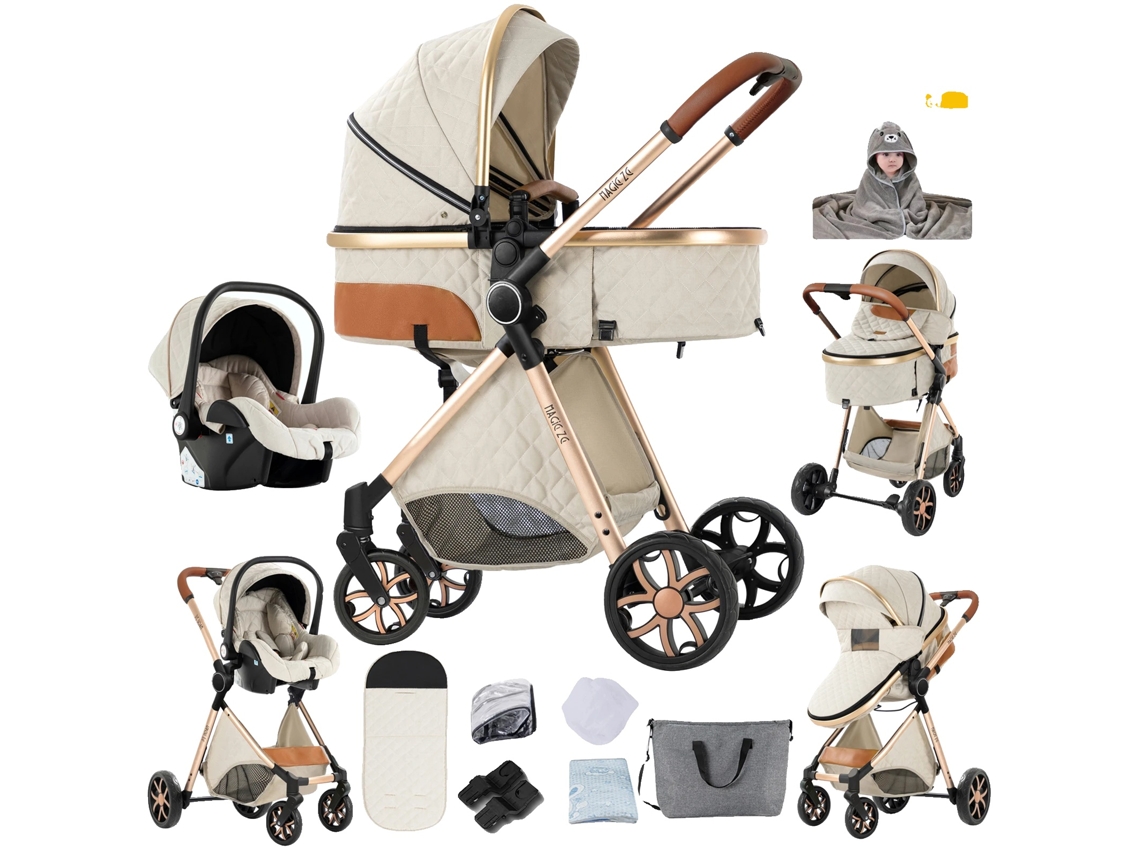 Carrinho De Bebê, Design Colapsável, Rodas Com Amortecimento, Xv9-branco
