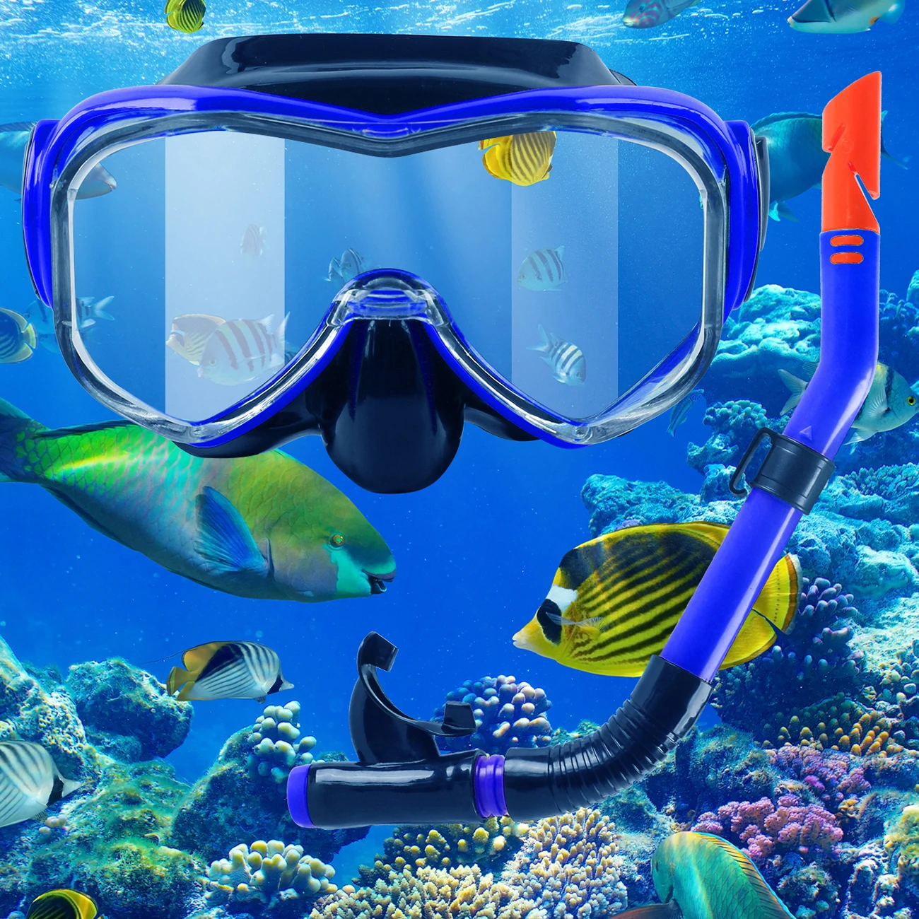 (azul) Equipamento De Mergulho Com Snorkel Para Adultos, Conjunto De Máscara De Mergulho Para Adultos,