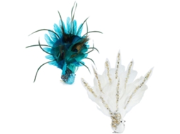 Laxiscreed Conjunto De Decorações De Natal Azul E Branco Com Penas De Pavão Em 3d