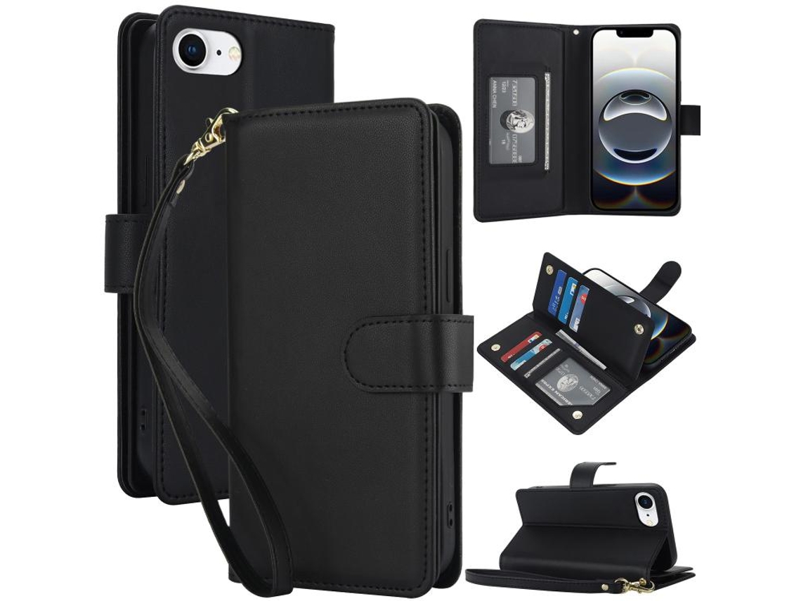 Capa Carteira De Couro Para Iphone 17e - Com Rfid - Para Vários Cartões