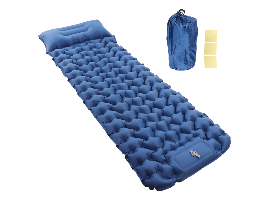 Colchão Inflável Duplo Camping Azul Marinho Leve