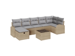 Conjunto 8 Conjunto De Móveis Para Exterior Vidaxl Bege Vime Pe (55 X 55 X 37 Cm)