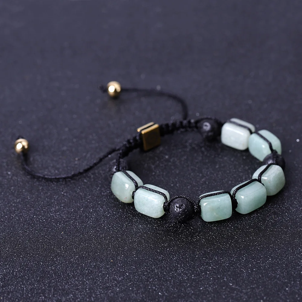 Pulseira De Yoga Árvore Da Vida Dos Sete Chakras, Tecida À Mão Em Aventurina Verde, Pedra De Lava Natural