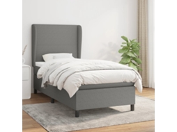 Cama Com Molas/colchão 90x200 Cm Tecido Cinzento-escuro