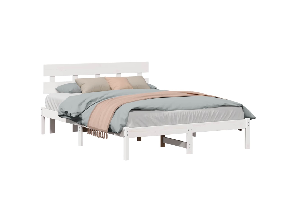 Vidaxl Estrutura da Cama Branco 160 X 200 Cm Madeira de Pinho Maciça