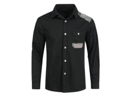 2026 camisa Casual para Homem com Gola de Pico e Design de Costura Mystdiy