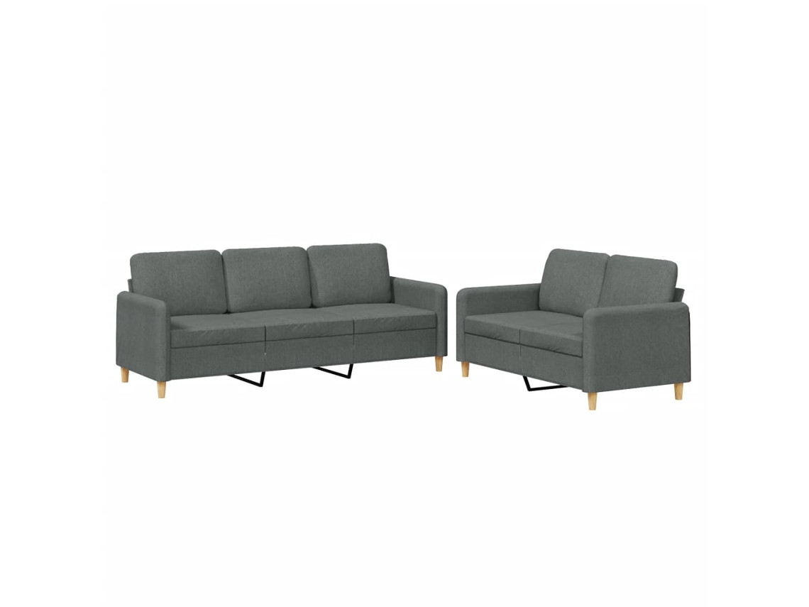 2 Pcs Conjunto de Sofás com Almofadões Tecido Cinzento escuro MAISON EXCLUSIVE