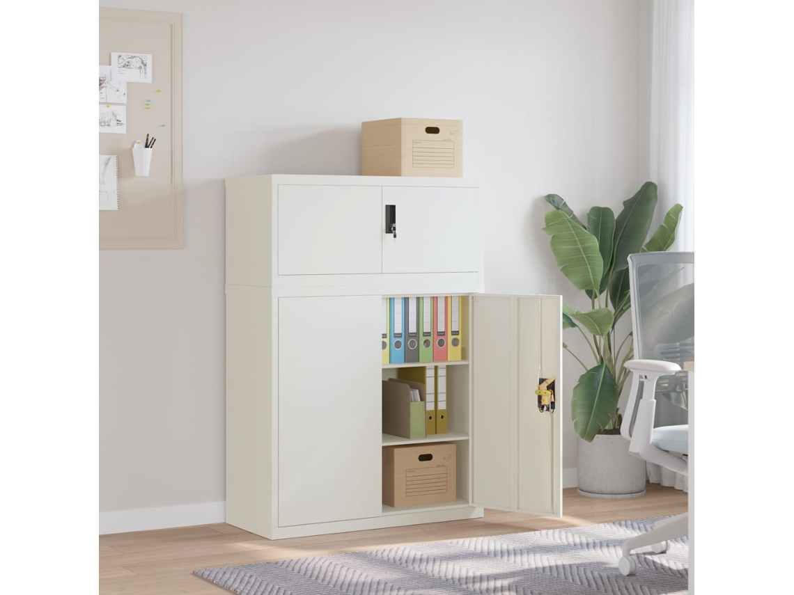 Vidaxl Arquivador 90x40x130 Cm Aço Branco