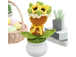 Buquê De Flores De Crochê, Para Escritório | Buquê Colorido Tricotado Para Mulheres