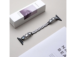 Bracelete Para Apple Watch 42/41/40/38mm - Metal Com Formato De Coração Preta E Branca