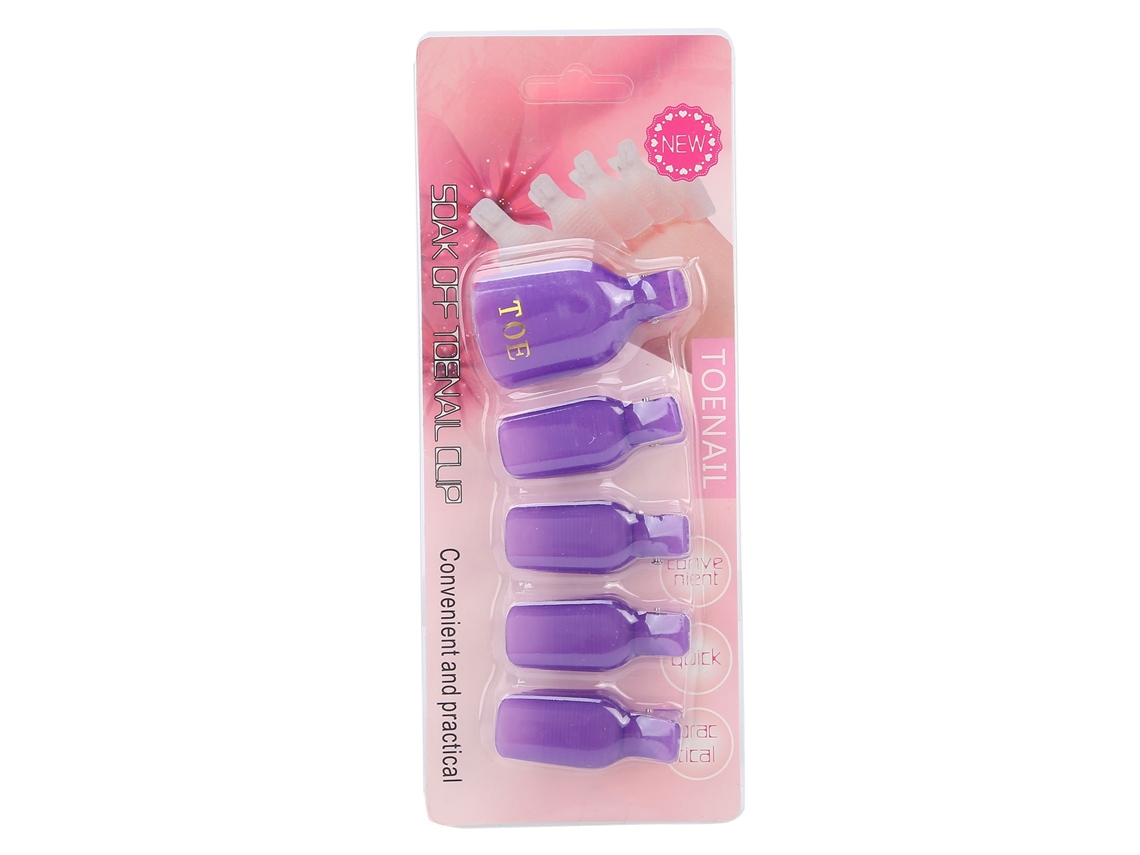 5pcs Clips Para Remoção De Esmalte Em Gel Cápsulas Soak Off Para Unhas De Pé Uv Reutilizáveis Roxo