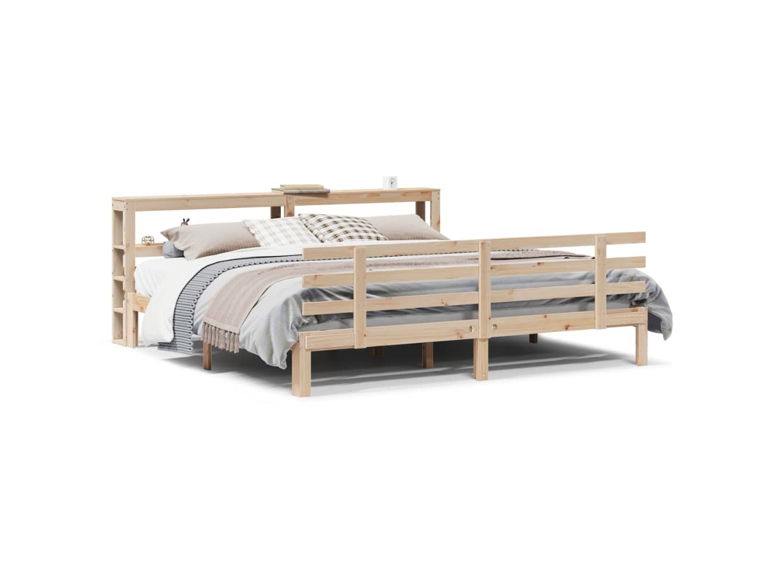 Estrutura de Cama com Cabeceira Pinho Maciço MAISON EXCLUSIVE (200x200 cm)