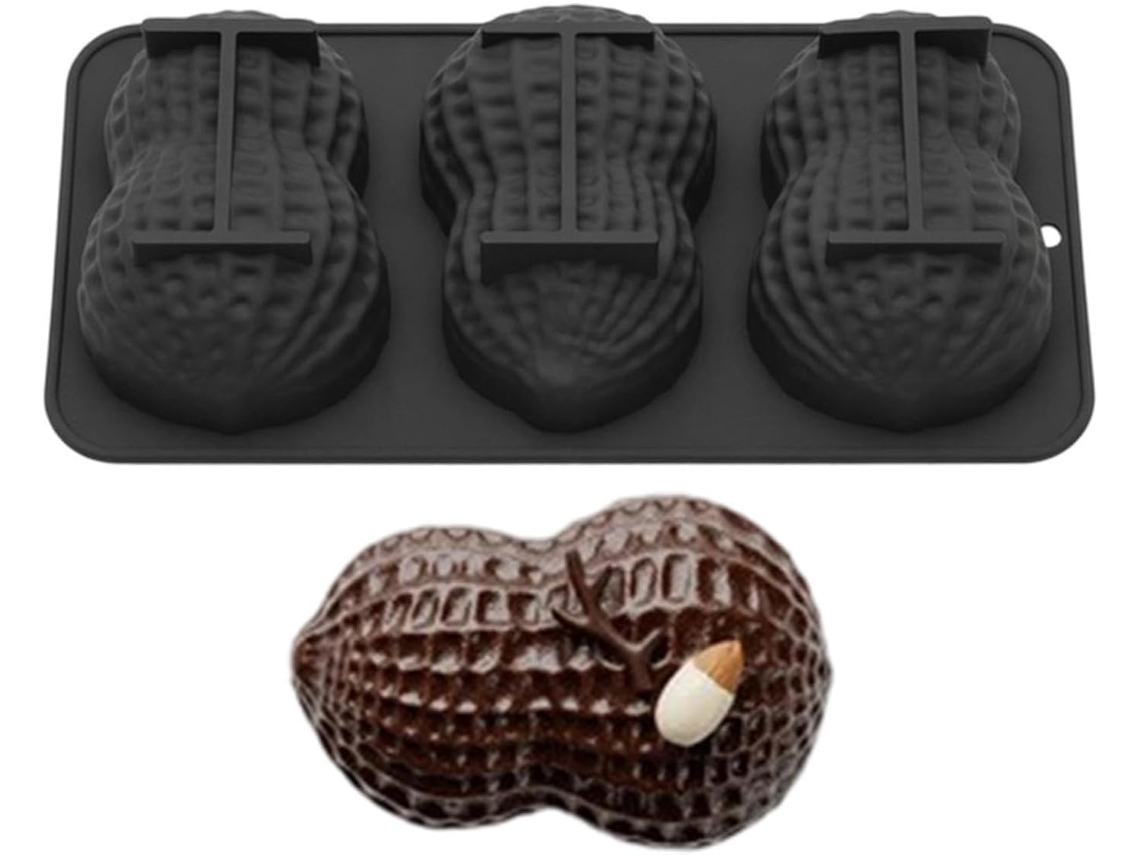 Forma De Silicone Bolo Com 3 Cavidades Em Formato De Noz