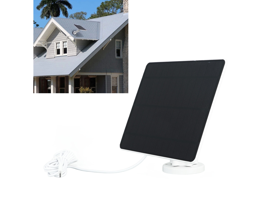 Carregador Solar Para Câmera De Segurança, Painel Solar Com Suporte Ajustável E Proteção À Prova Dágua Ip65, Silício Monocristalino De Alta Slowmoose