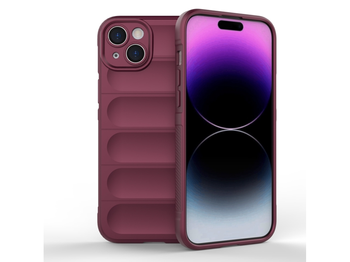 Capa Halinuia Para Iphone 15 Plus Magic Shield Tpu Vermelho Vinho (proteção Integral, Interior Em Flanela)
