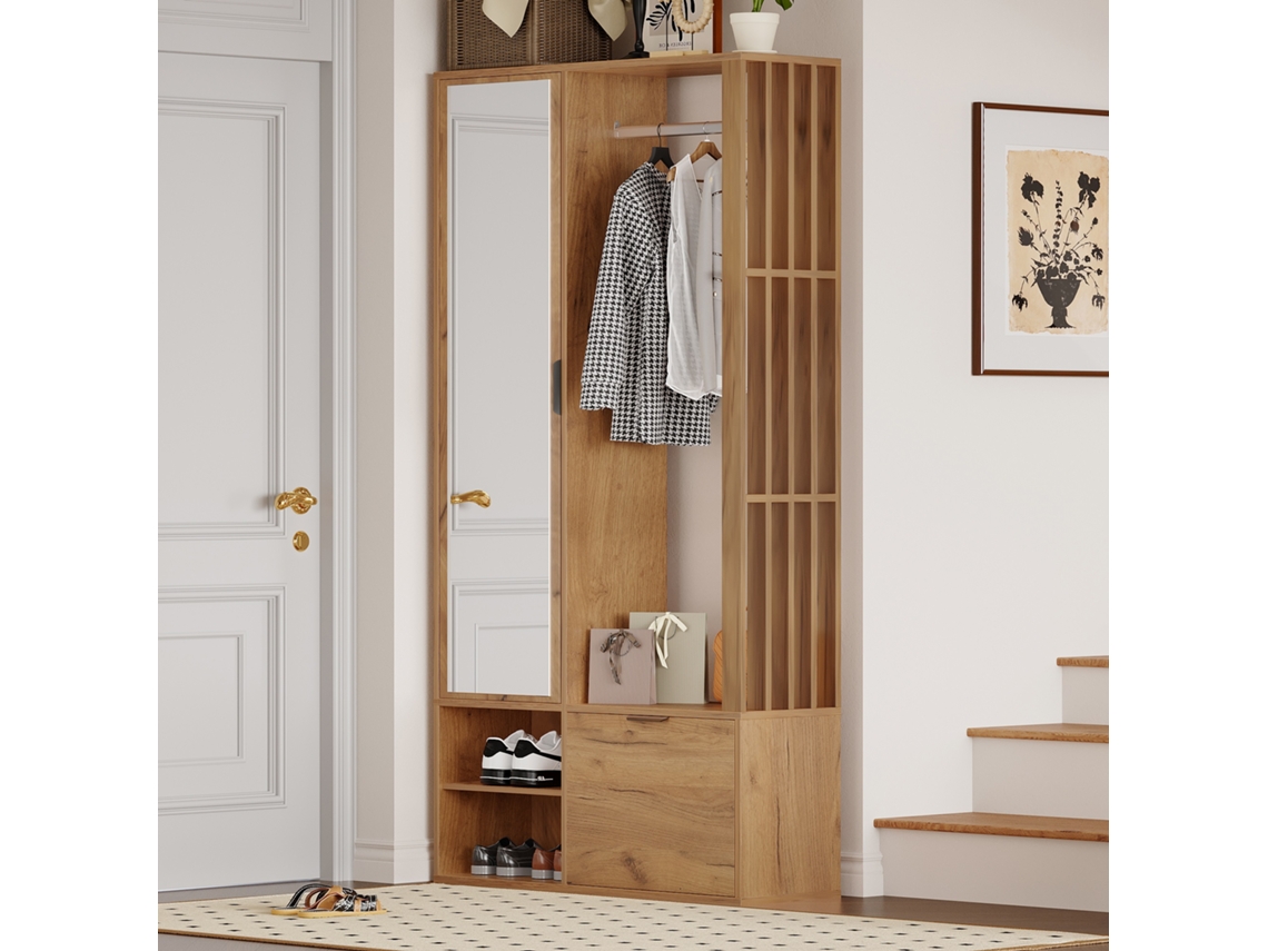 Guarda-roupa Hall 6 Em 1 Com Espelho E Porta Inferior