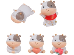 Conjunto 5 Miniaturas Decorativas Vacas Resina Tamanho Pequeno Enfeite Decoração Micro Paisagens Estilos GOKOCO