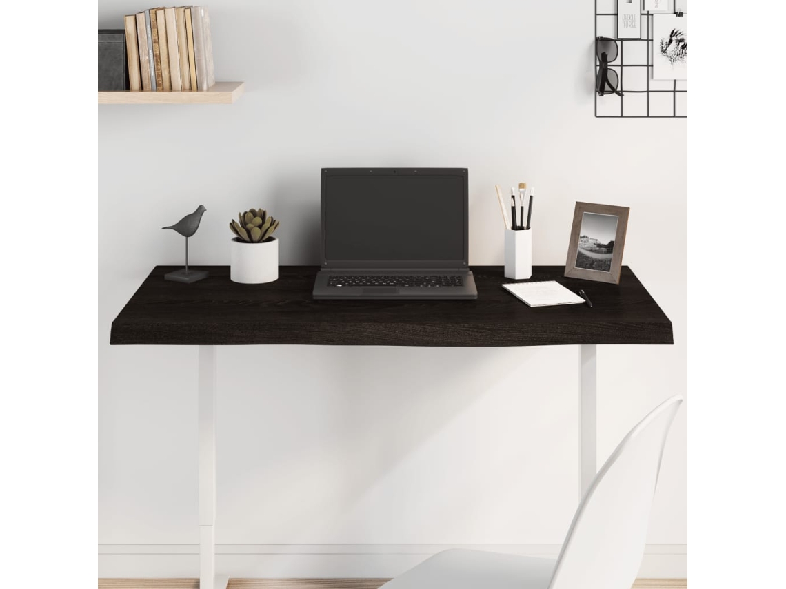 Vidaxl Tampo De Mesa 100x50x(2-4) Cm Carvalho Tratado Castanho-escuro