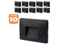 Conjunto de 10 Pontos Led de Parede Quadrada Preta Vektab4 3W 3000K Ip65 BRAYTRON