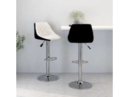 Vidaxl Bancos De Bar 2 Pcs Couro Artificial Branco E Preto