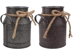 Vasos De Ferro Retrô (2 Unidades) Para Suculentas E Plantas