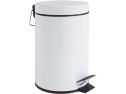 Lixo com pedal 3L, metal, branco, 22,5x17x26cm