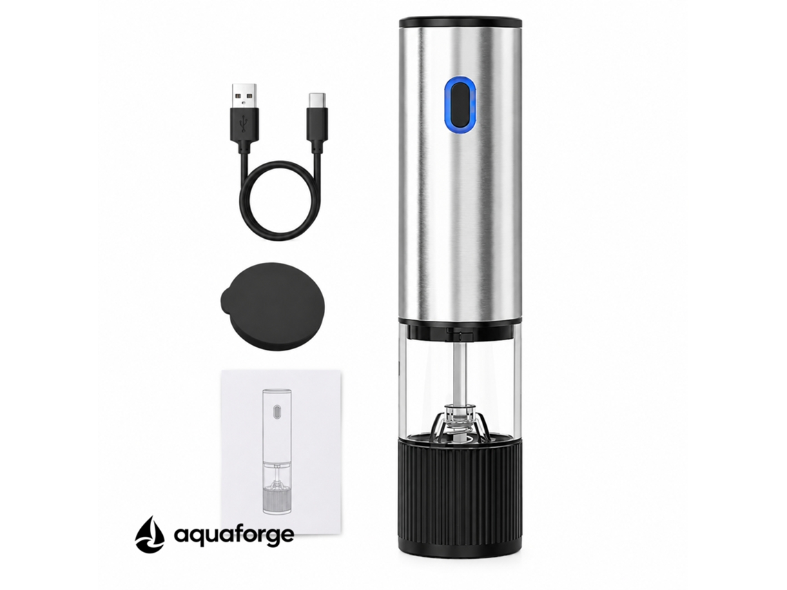 Moinho Elétrico De Pimenta E Sal Aquaforge Com 5 Níveis De Moagem E 0,08 L Para Pimenta E Sal