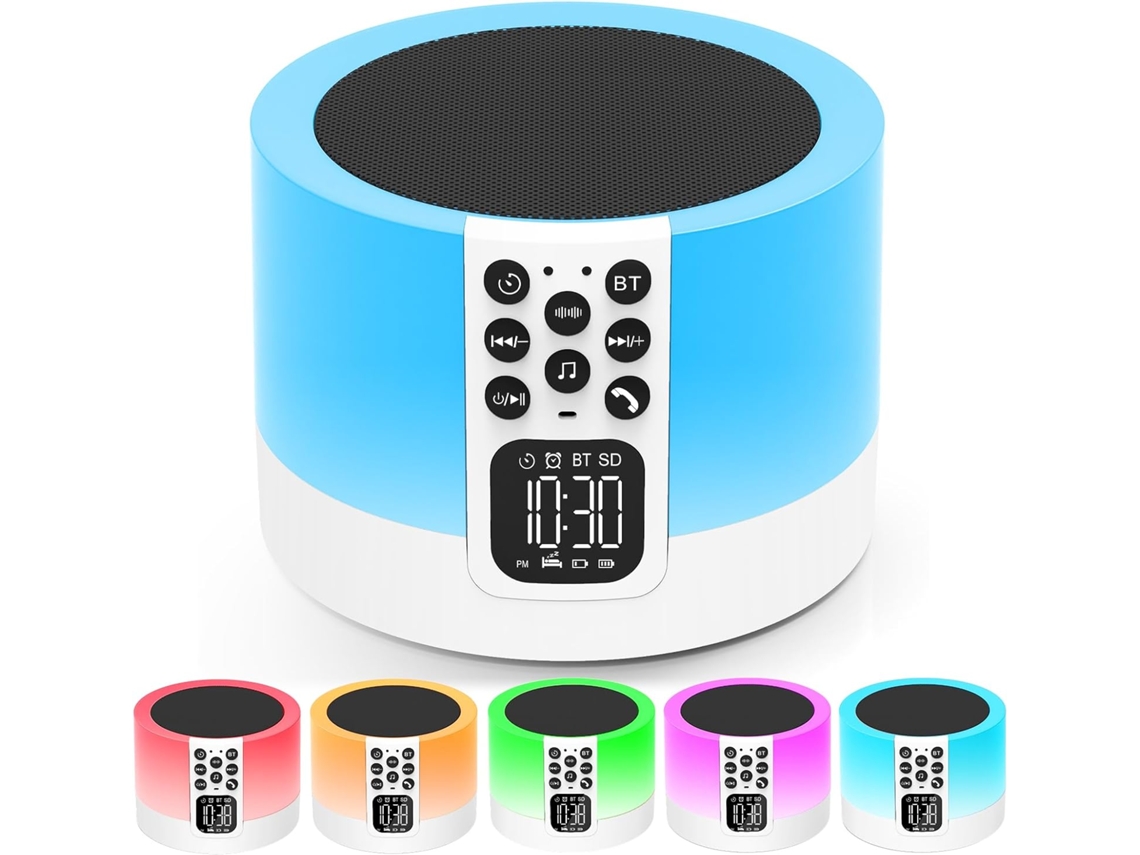 Despertador Com Alto Falante Bluetooth, Abajur De Cabeceira Com Toque, 30 Sons Hipnóticos E Temporizador SUNNY SPACES
