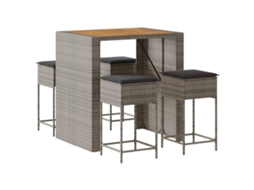 Maison Exclusive - 5 Pcs Conjunto De Bar P/ Jardim C/ Almofadões Vime Pe Cinzento