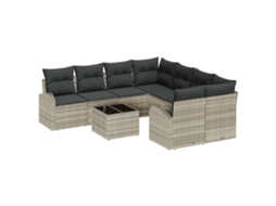 Conjunto 9 Conjunto De Sofá De Jardim Vidaxl Cinzento-claro Vime Pe (234 X 234 X 85 Cm)