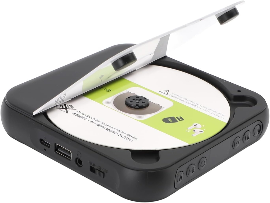 Leitor Cd Portátil Elprico, Recarregável Com Alto-falantes Duplos Para Casa/carro, Bluetooth 5.3