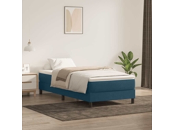 Vidaxl Cama Com Molas/colchão 80x220 Cm Veludo Azul-escuro