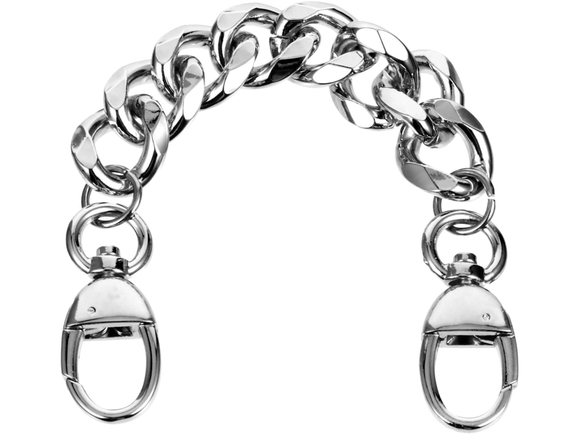 Pulseira De Corrente De 19 Mm Com Duas Voltas Em Metal Prateado. Fácil De Usar.