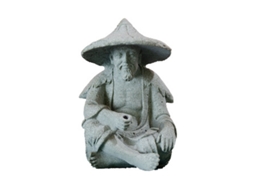 Ornamento de Pescador de Resina Cinza Claro Estátua Velho Pescando Aquário Jardim Pedras Micropaisagem S/MARCA