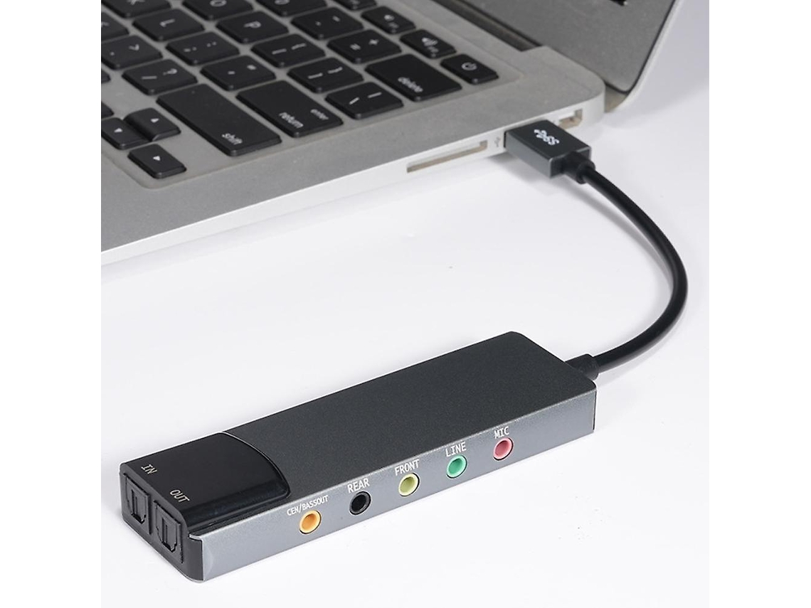 Placa de som USB 7.1 de 5.1 canais, placa de som óptica SPDIF externa para PC e computador. Brilvibera