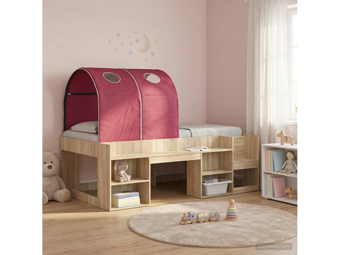 Vidaxl Túnel De Cama Para Cama Loft Infantil 2 Unid. Vermelho