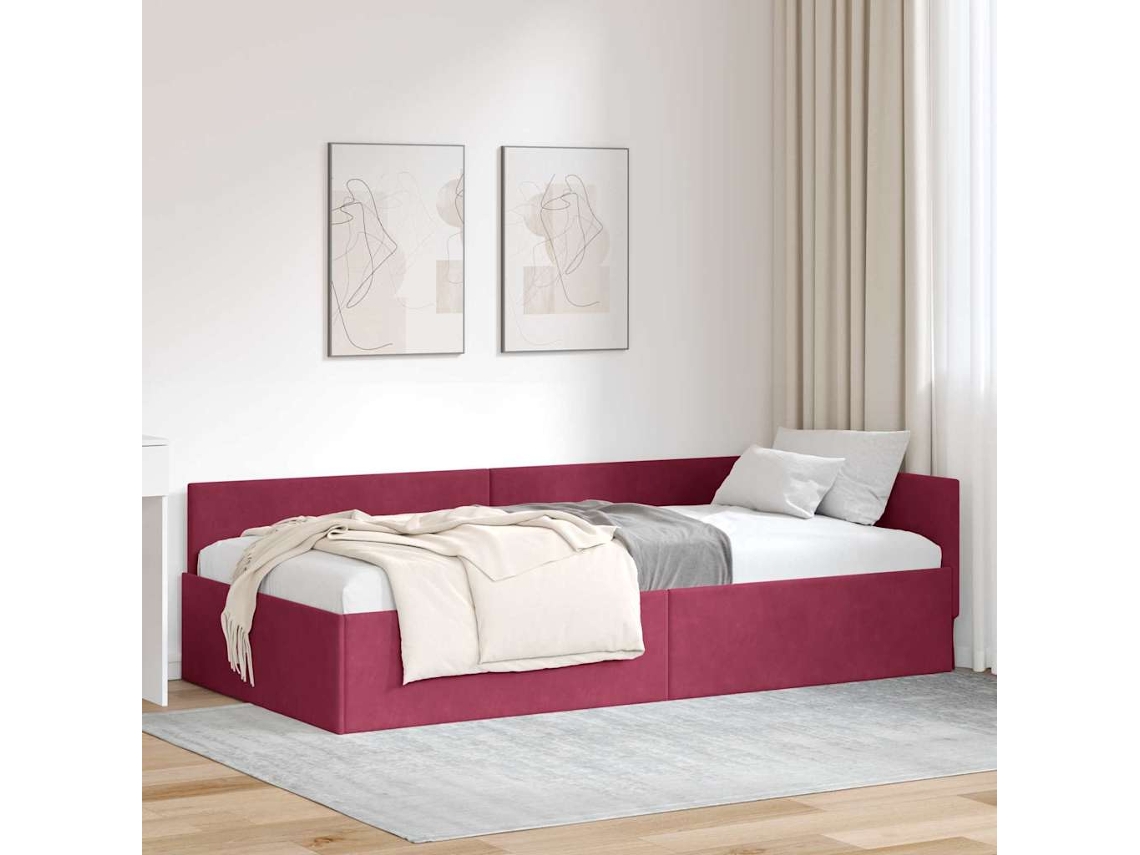 Vidaxl Estrutura De Cama De Canto Vinho Vermelho 80 Cm X 200 Cm Veludo