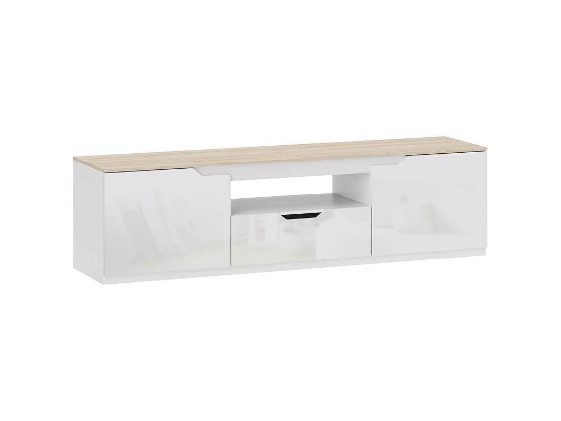 Suporte Baixo Para Tv, 160 Cm, Acabamento Laqueado, 3 Compartimentos, Gaveta, Adequado Para Tvs De 65 Polegadas.