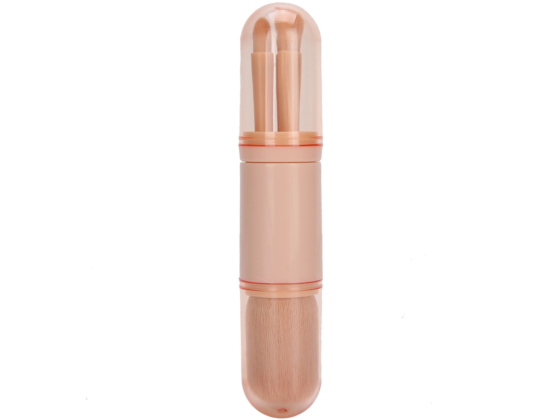 Set De Pincéis De Maquilhagem Retráteis Com Tampa Para Pó De Unhas E Maquilhagem Em Rosa