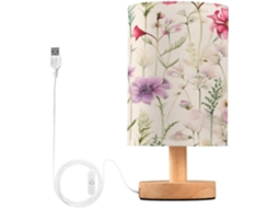 Luminária de cabeceira LED com portas USB, mesa de leitura para quarto, cúpula Tído e base Madeira, escrivaninha para quarto.