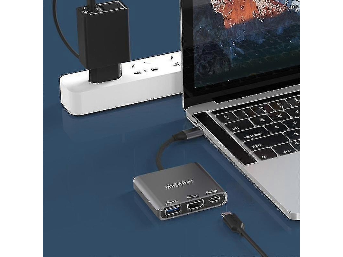 Estação De Encaixe Tipo C Compatível Com Hdmi 2.0 4k 60 Hz Expansão Pd Usb 3.0 Hub 3 Em 1 Para Monitor De Tv Teclado U Disco Impressora Brilvibera