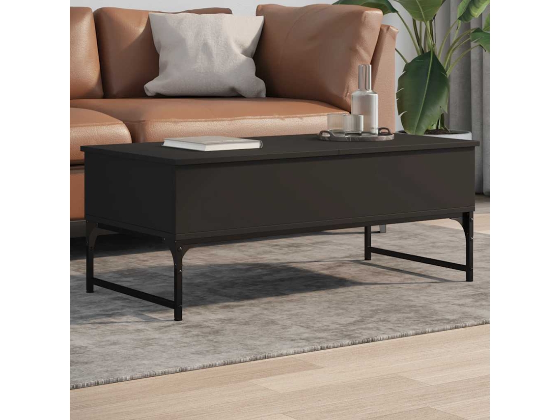 Vidaxl Mesa De Centro 100x50x40 Cm Derivados De Madeira/metal Preto