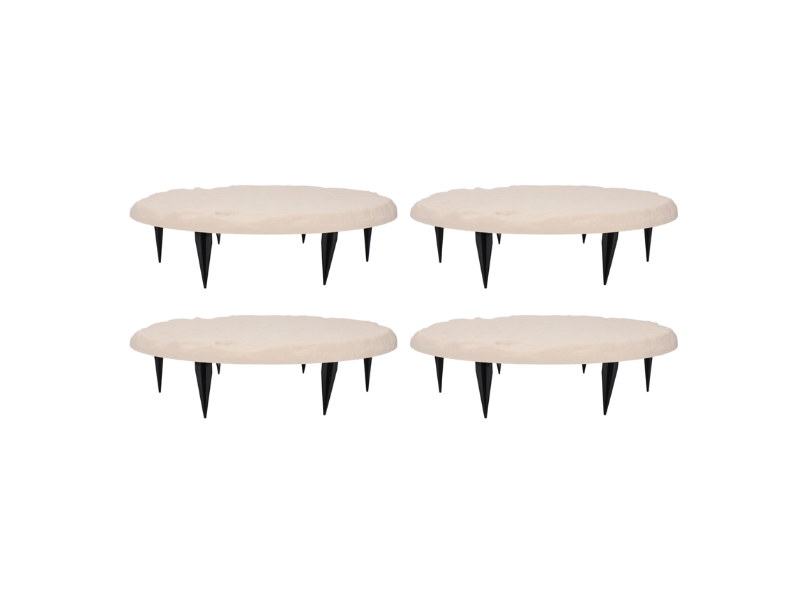Pedras De Passo Decorativas Resina Jardim Bege Com Estacas