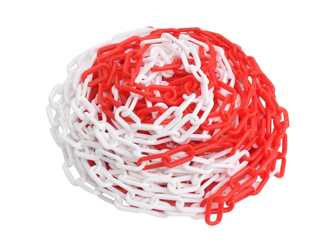 Vidaxl Corrente De Sinalização Plástico 100 M Ø4 Mm Vermelho E Branco
