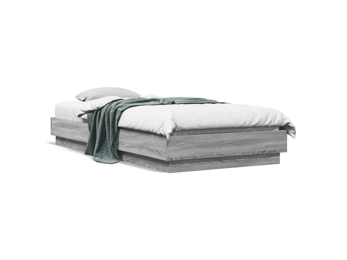Vidaxl Estrutura de Cama com Luzes Led 100x200 Cm Cinzento Sonoma