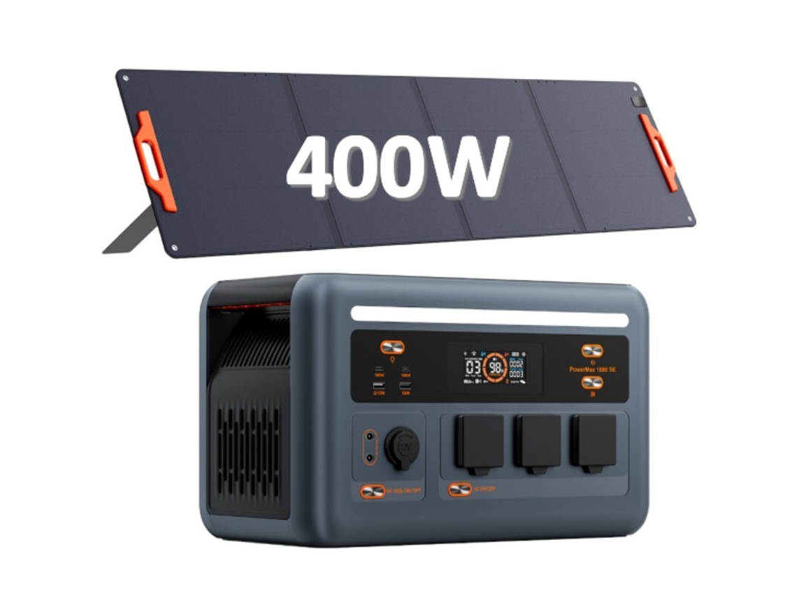 Estação De Energia Portátil Oscal Powermax 1800 Se 1800w 1024wh 10 Portas Bateria Lifepo4 Carga Solar + Pm400se Painel Solar Dobrável