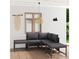 Conjunto Jardim Lounge 6 Peças C/ Almofadões Vime Pe Cinza Dkd Home Decor