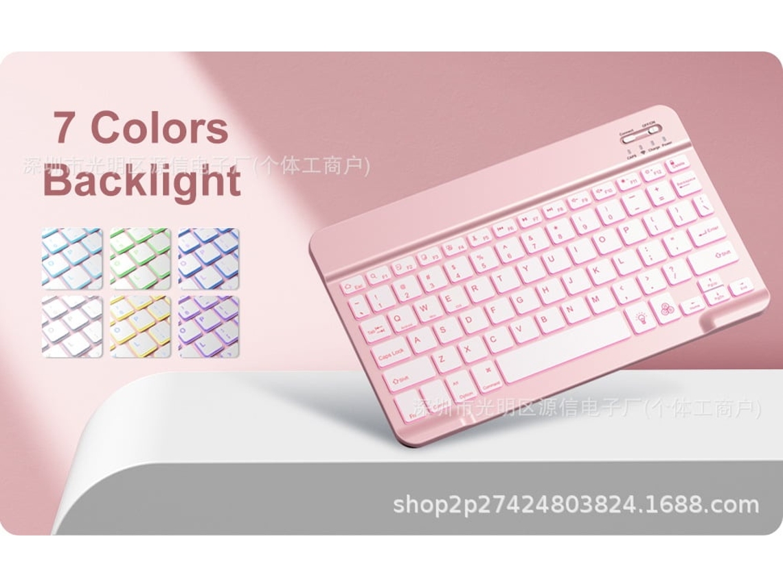 Capa Com Teclado Para Tablet Lurelia, Para I Pad 10.2/10.5, Elegante Com Exclusivo E Retroiluminada Em (7ª/8ª/9ª, Rosa, Teclado Bluetooth