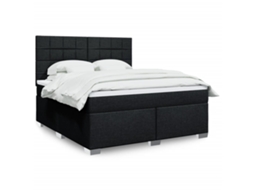 Vidaxl Cama Com Molas/colchão 180x200 Cm Tecido Preto