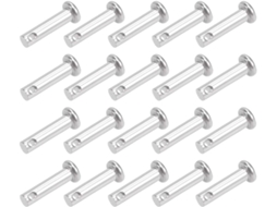 Pino de travamento com furo único, cabeça plana, 5mm x 20mm, aço inoxidável 304, pacote de 20 unidades em CHABERLU